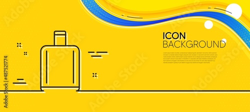 Airport baggage reclaim line icon. Abstract yellow background. Airplane luggage sign. Flight checked bag symbol. Minimal baggage reclaim line icon. Wave banner concept. Vector