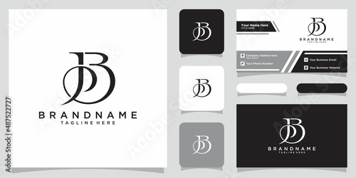 Initial Letter BJ Logo Design vector Template with business card design