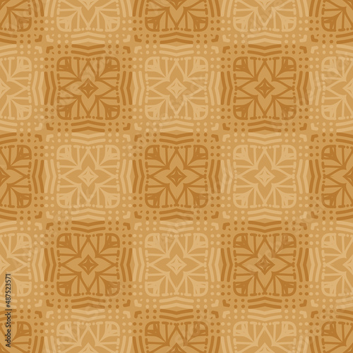 Seamless pattern with decor tile, mosaic oriental ornament. Vector illustration for designing posters, cards, prints, stickers, fabric, textile, gift paper, scrapbooking.