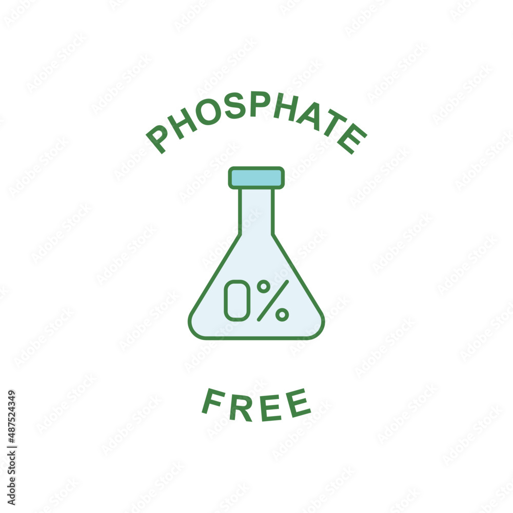 Phosphate free label icon in color icon, isolated on white background Phosphate free label icon in color icon, isolated on white background