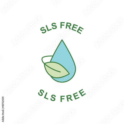 SLS  free label, sodium lauryl sulfate free icon in color icon, isolated on white background 