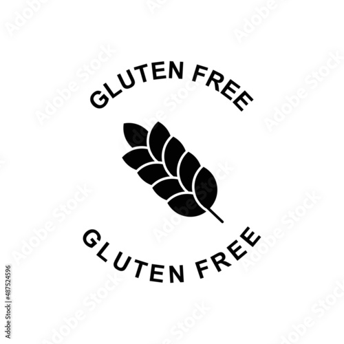 gluten free label icon in black flat glyph, filled style isolated on white background
