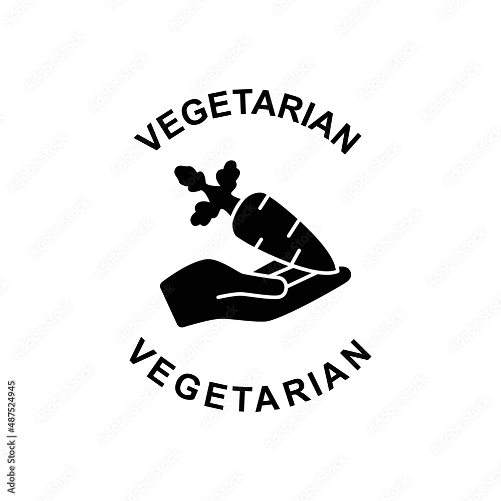 vegan food label icon in black flat glyph, filled style isolated on white background