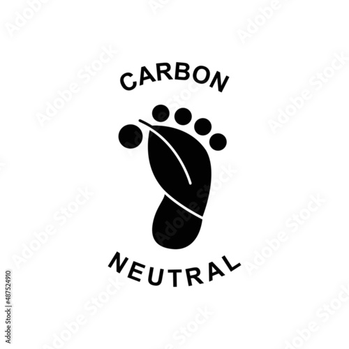 Carbon footprint neutral label icon in black flat glyph, filled style isolated on white background