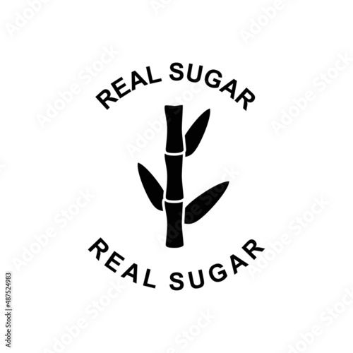 Real sugar label icon in black flat glyph, filled style isolated on white background