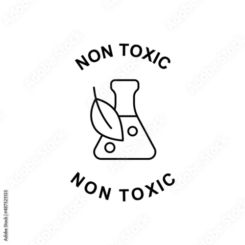 non toxic label icon in black line style icon, style isolated on white background photo