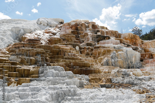 Yellowstone National Park. Spectacular formations of terraces and pools of hot spring better known as travertine, at Mammoth Hot Springs.