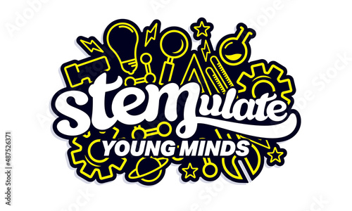 STEMulate, decorative typography and icon for your education brand