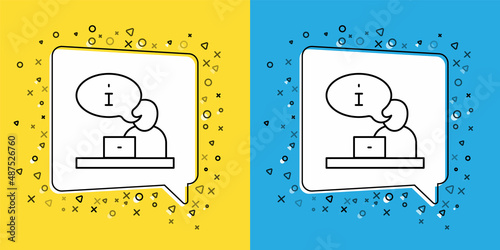 Set line Television report icon isolated on yellow and blue background. TV news. Vector