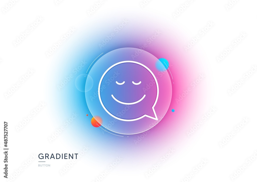Comic speech bubble with Smile line icon. Gradient blur button with glassmorphism. Chat emotion sign. Transparent glass design. Smile line icon. Vector Comic speech bubble with Smile line icon. Gradient blur button with glassmorphism. Chat emotion sign. Transparent glass design. Smile line icon. Vector