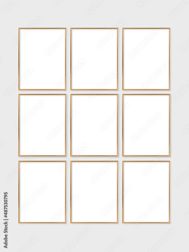 Layout with 9 gold frame Layout with 9 gold frame