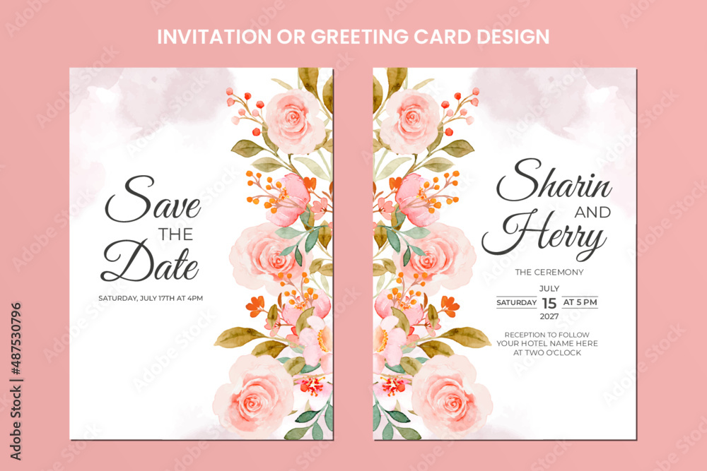 Naklejka premium Wedding invitation or greeting card template 