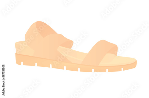 Beige woman strap shoe. vector