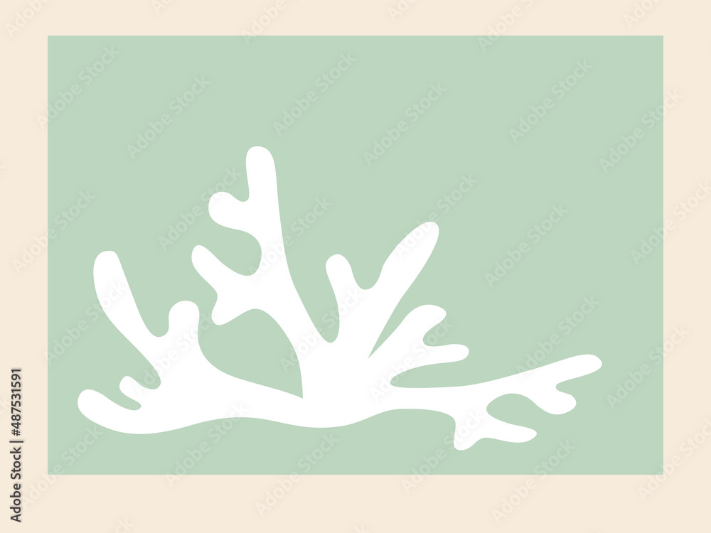 Abstract floral motif on a green background, minimalist painting Abstract floral motif on a green background, minimalist painting