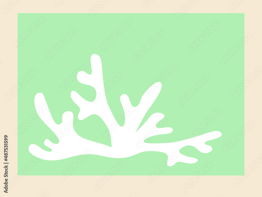 Fototapeta premium Abstract floral motif on a green background, minimalist painting
