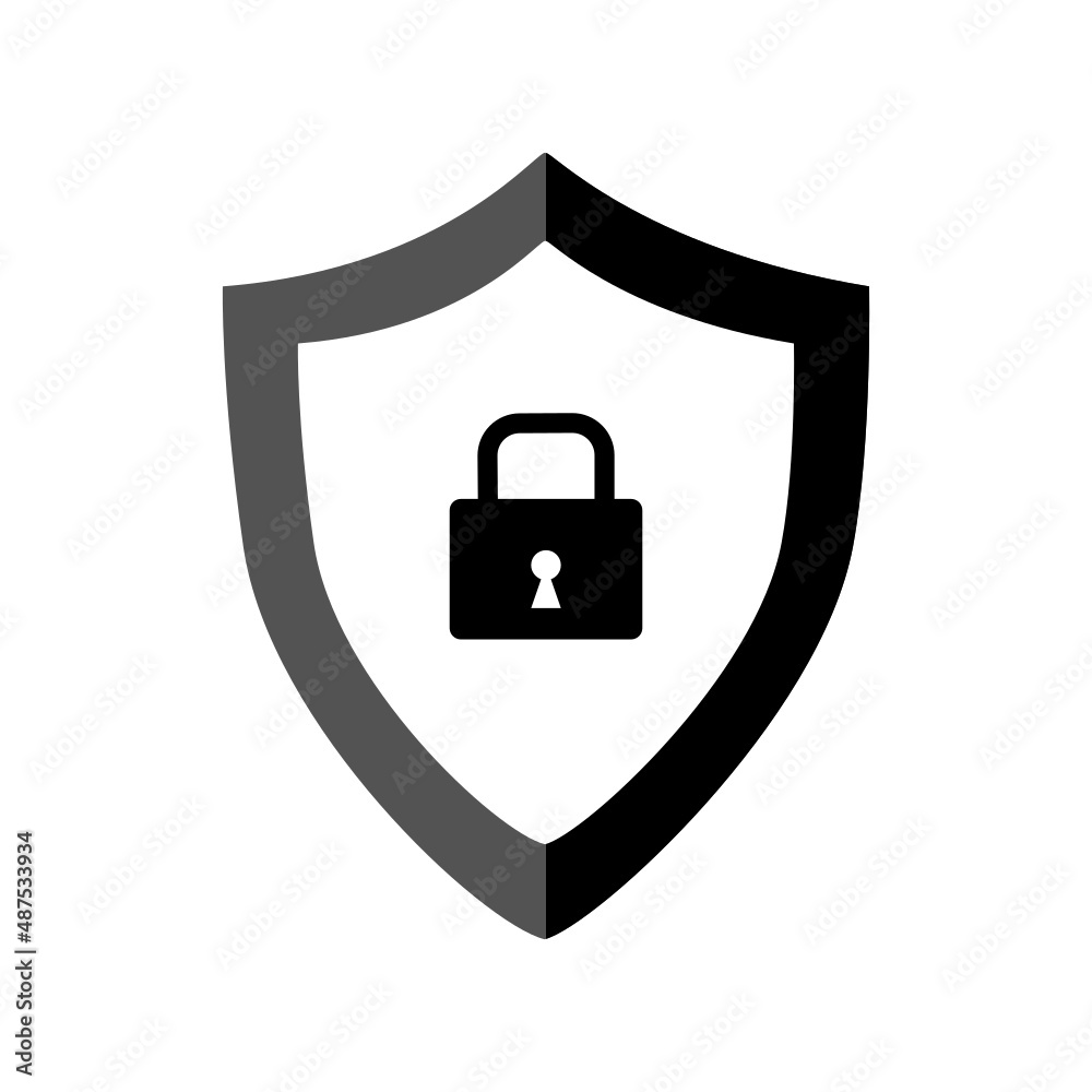 Security shield icon on white background. Security shield icon on white background.