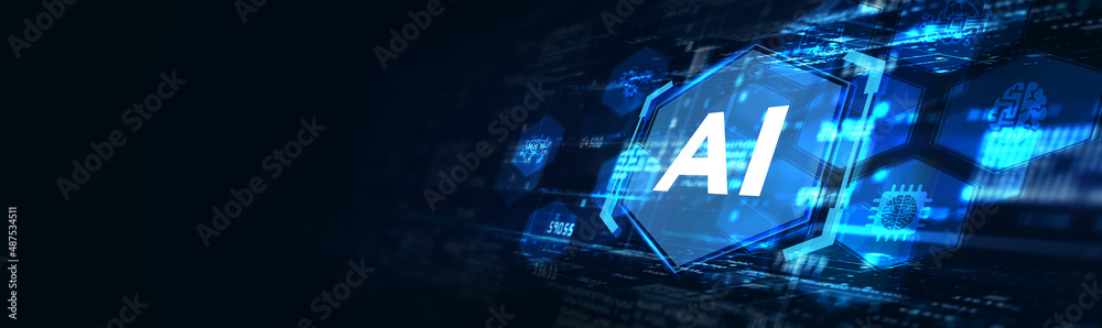 Fototapeta premium AI Learning and Artificial Intelligence Concept. Business, modern technology, internet and networking concept.