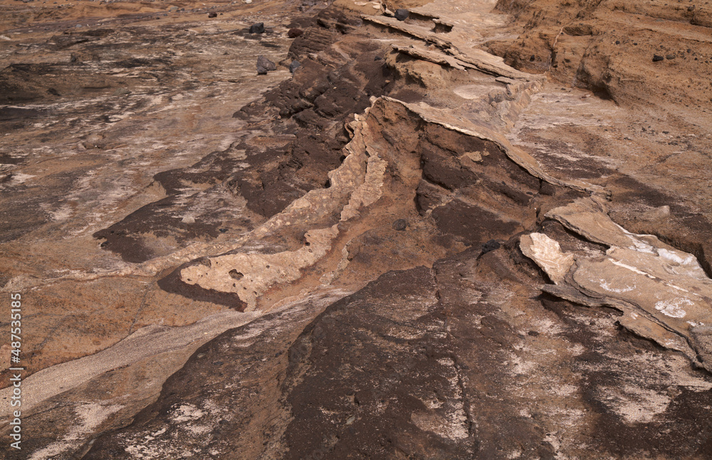 Gran Canaria, textures of the rocks of El Confital beach on the edge of Las Palmas de Gran Canaria