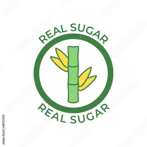 Real sugar label icon in color icon, isolated on white background 