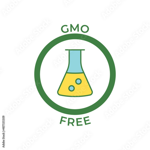 Gmo free label icon in color icon, isolated on white background 