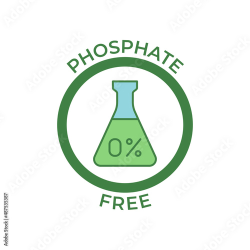 Phosphate free label icon in color icon, isolated on white background 