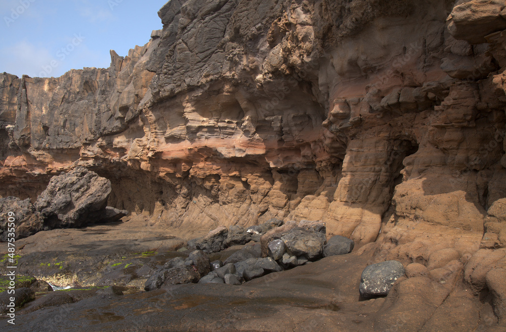Gran Canaria, textures of the rocks of El Confital beach on the edge of Las Palmas de Gran Canaria