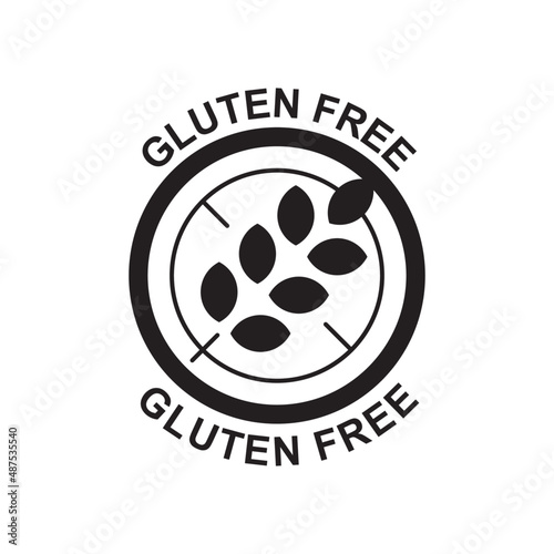 Gluten free label free icon in black flat glyph, filled style isolated on white background