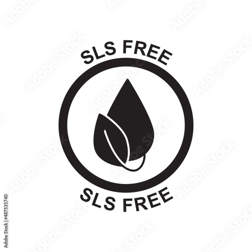 SLS  free label, sodium lauryl sulfate free icon in black flat glyph, filled style isolated on white background
