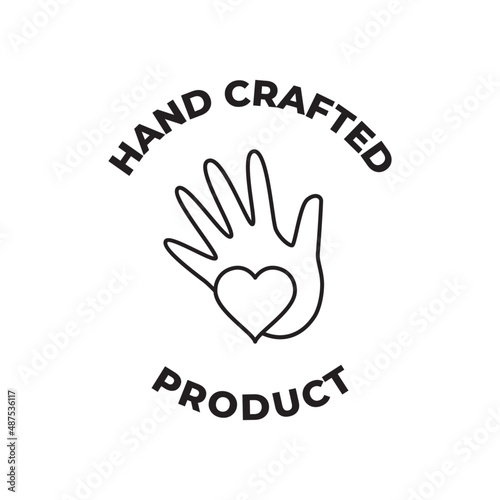 Handcrafted product label icon in black line style icon, style isolated on white background © hilda