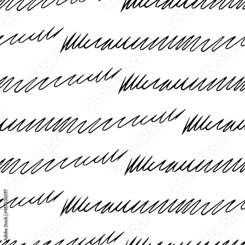 Seamless pattern with black pencil brushstrokes