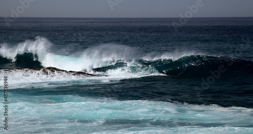 Gran Canaria, north coast, powerful ocean waves brought by winter wind storm