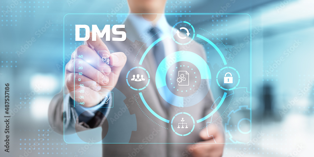 DMS Document management system business technology concept. DMS Document management system business technology concept.