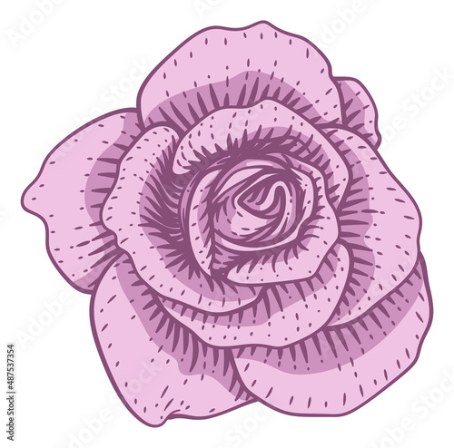 Rose Flower Design Woodcut ...