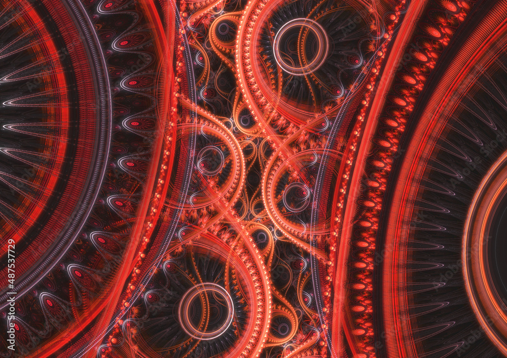 Fototapeta premium Cogwheel fractal background, mechanical and steampunk design