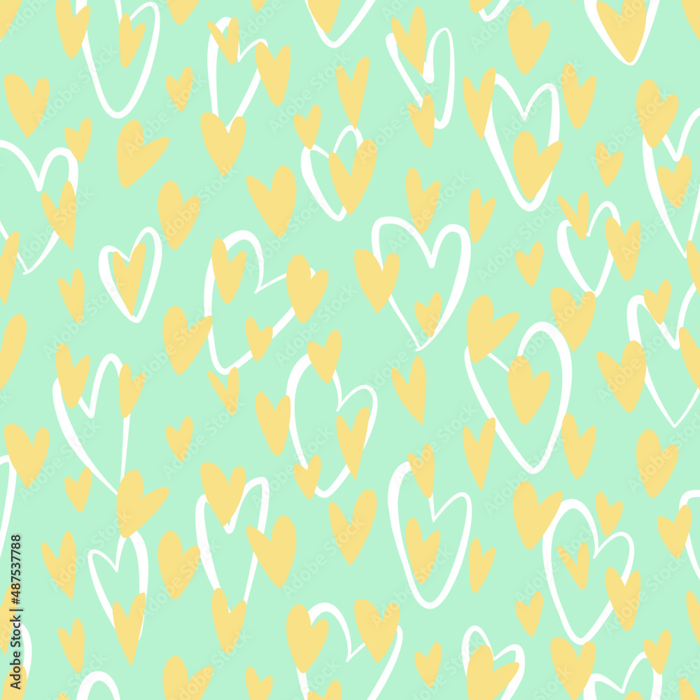 Vector seamless love symbol half-drop pattern, with stylish hearts 