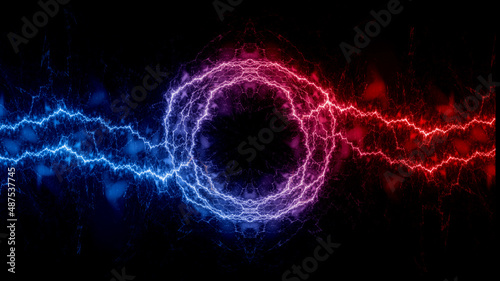 Hot red and cold blue electrical lightning background