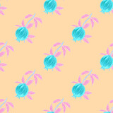 Creative seamless pattern with pomegranate. Oil paint effect. Bright summer print. Great design for any purposes	