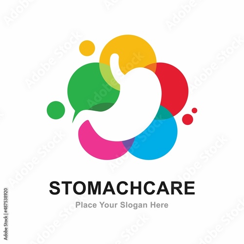 Stomach care with colorful background vector logo template. Suitable for business, web, art, health, medical