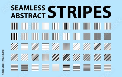 Big set of 50 seamless simple abstract striped patterns. Good for vector swatches.