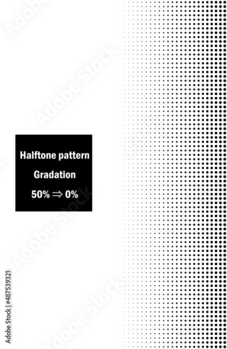 漫画コミック背景スクリーントーン　ハーフトーンパターン　グラデーション50％網点から0％