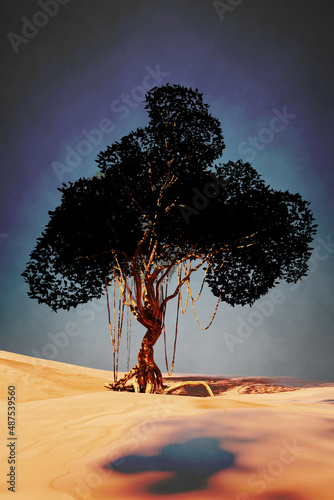 Stylized tree with black leaves