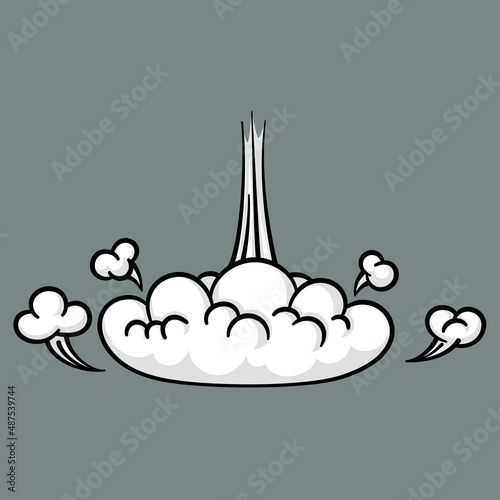 Comic cloud or smoke, cartoon vector motion effects, and explosions