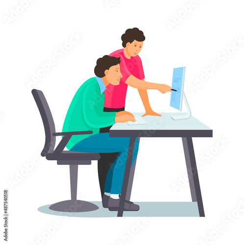 Two young men having business meeting in office