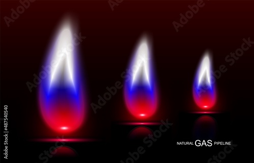 tricolor color gas flame vector realistic eps 10