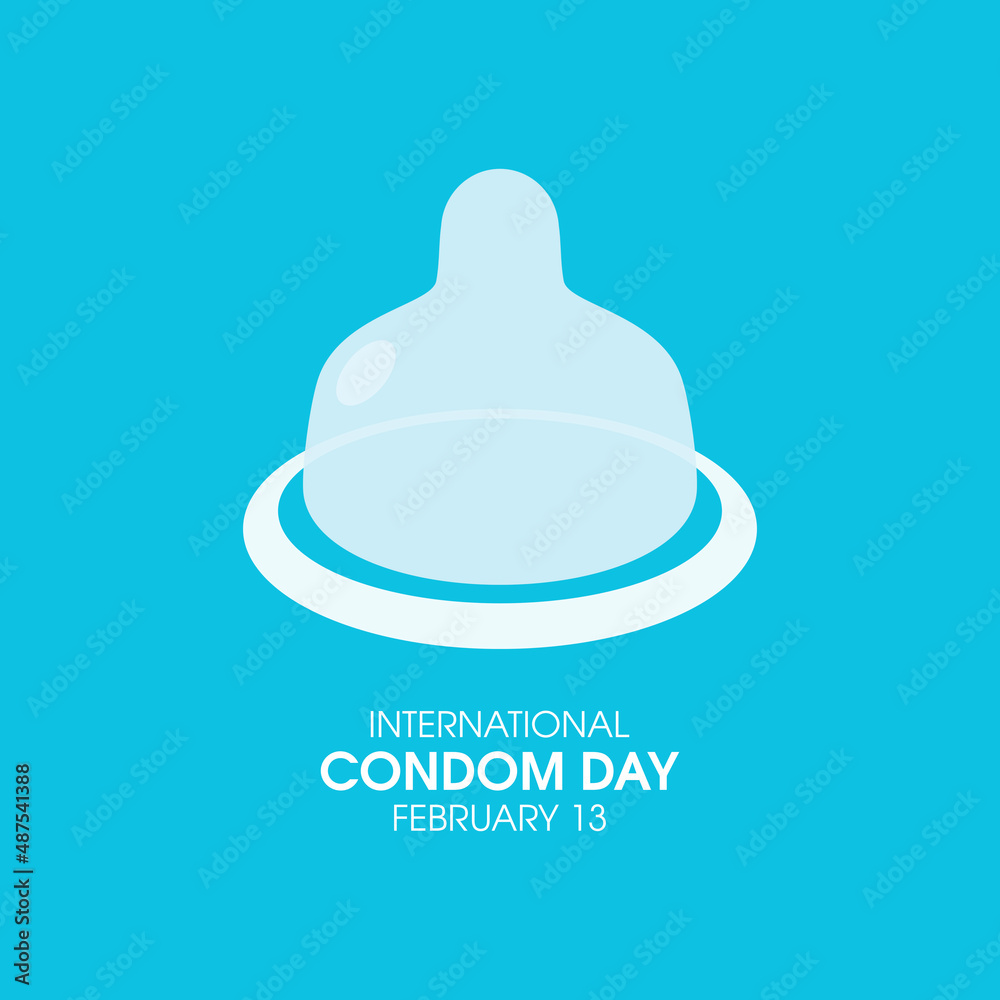 International Condom Day vector. Sexual protection rubber male condom icon vector isolated on a blue background. Condom Day Poster, February 13. Important day International Condom Day vector. Sexual protection rubber male condom icon vector isolated on a blue background. Condom Day Poster, February 13. Important day