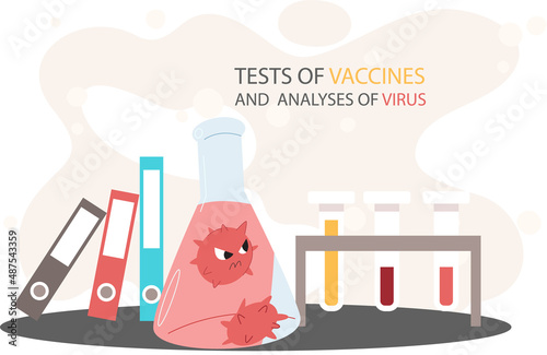 Scientific researchers analyses and tests of vaccines, immunization prevention and protection against viruses. Antivirus vaccine complete development. Pharmaceutical investigation in laboratory