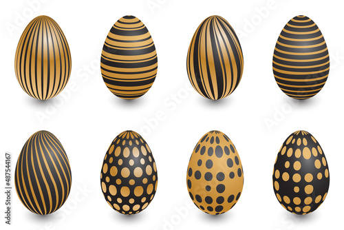 Black easter egg with gold pattern decoration