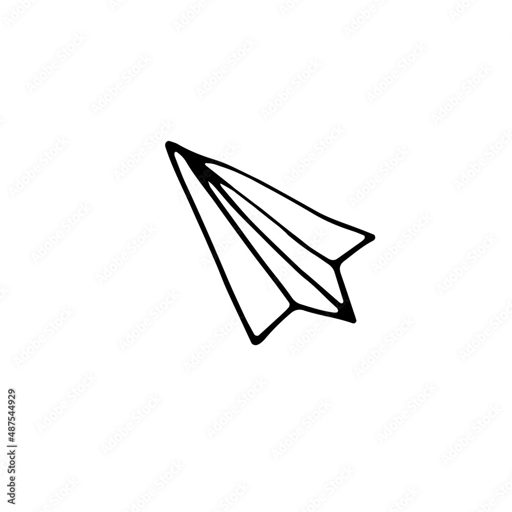 Paper airplane. Children's paper craft. Origami. Vector. Doodle. Hand-drawn illustration. Silhouette. Black and white outline. Coloring. Paper airplane. Children's paper craft. Origami. Vector. Doodle. Hand-drawn illustration. Silhouette. Black and white outline. Coloring.