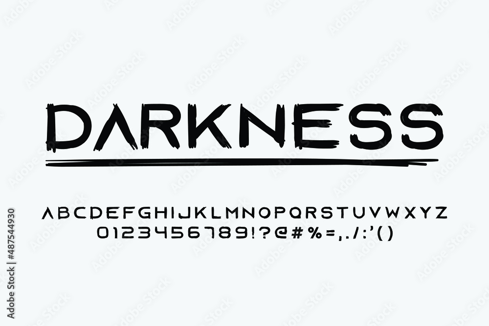 Darkness scribble font black style typography Premium Vector