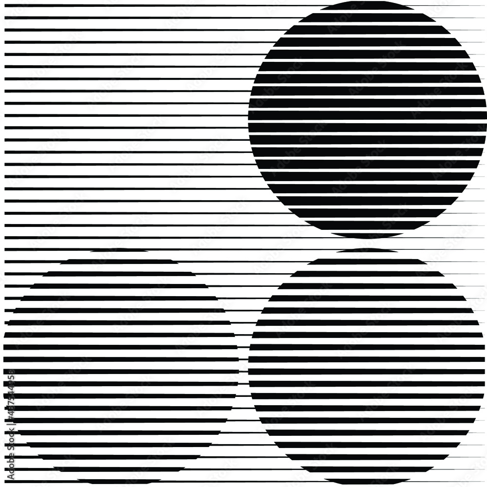 Art composition with lines .Modern art design .Black color stripes  .Transition speed lines .Bauhaus style .Geometric shape. Wall art . Stock  Vector